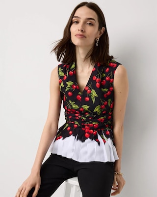 Pleated Peplum V-neck Top | White House Black Market